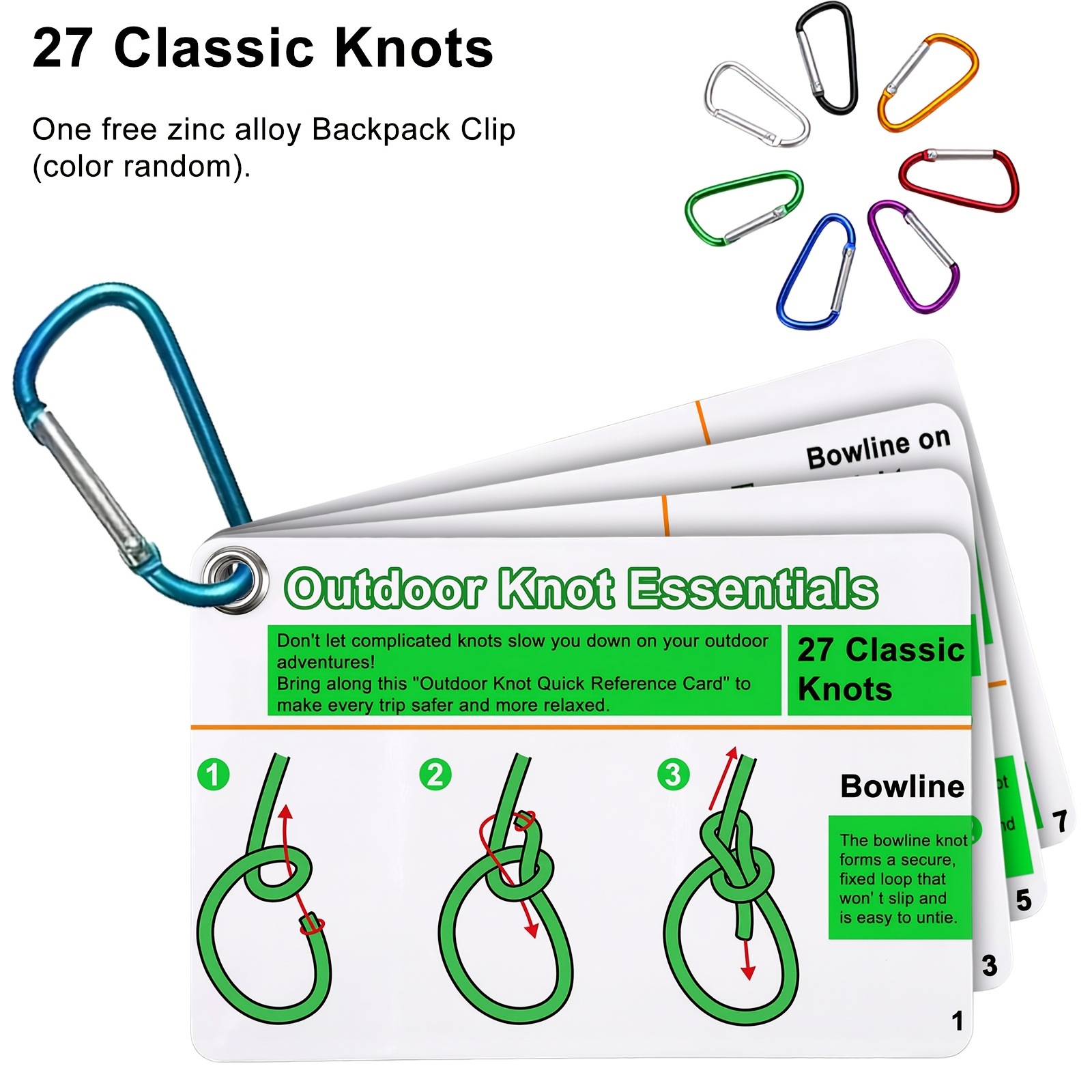 Outdoor Adventure Guide - Portable Waterproof Knot Guide Cards Mini