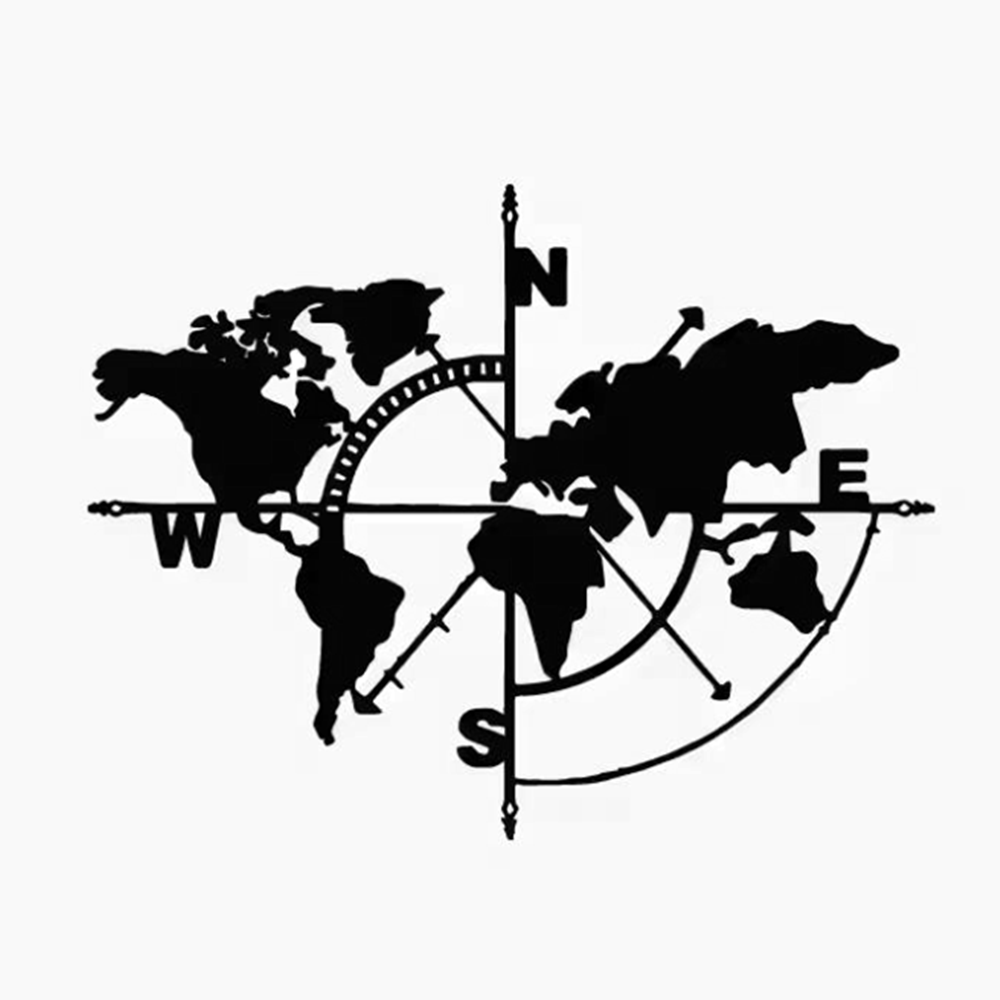 Compass World Map Vinyl Decal, - Outdoor Adventure World 리뷰 및 가격