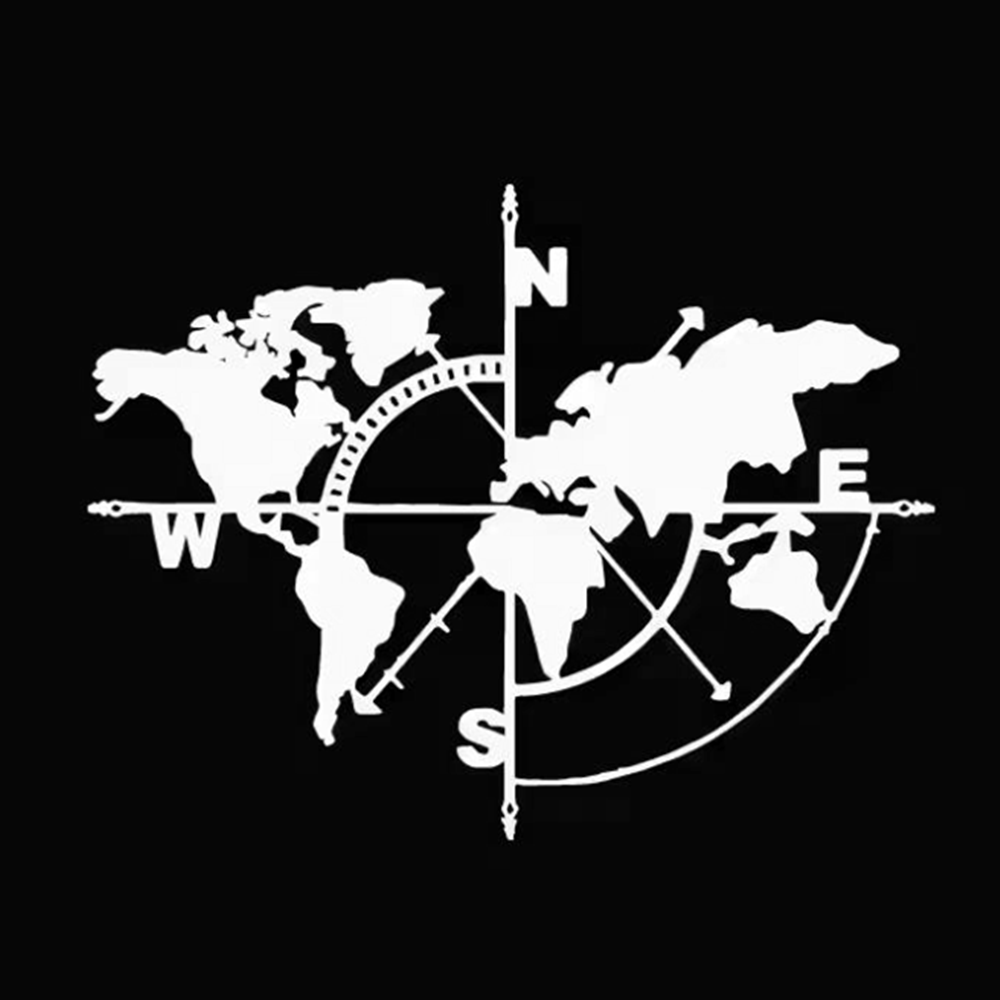 Compass World Map Vinyl Decal, - Outdoor Adventure World 리뷰 및 가격
